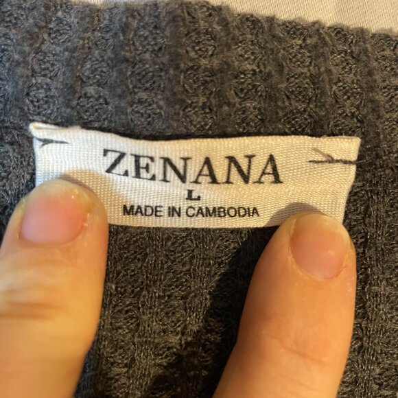 Zenana Sweater Womens Large Gray Knit V-Neck Long Sleeve Pullover Casual - Picture 2 of 4